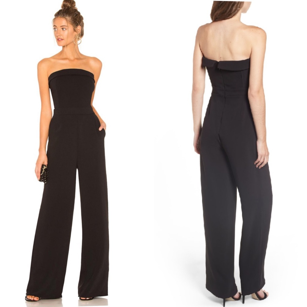Cupcakes & Cashmere Black Strapless Crepe Jumpsuit